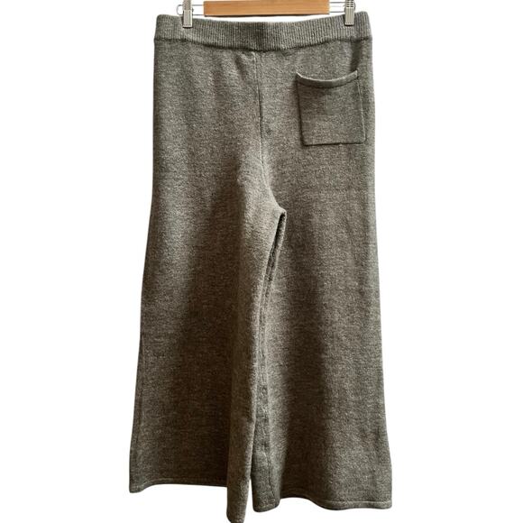 She + Sky Large Khaki Sweater Knit Wide Leg Pull On Crop Pant 22.5 Inch Inseam - Picture 2 of 12